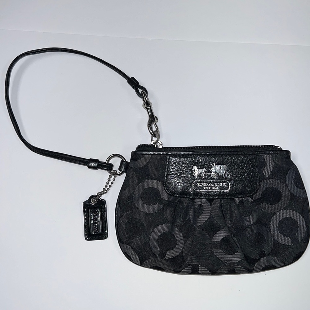 Coach Black Signature C Logo Wristlet